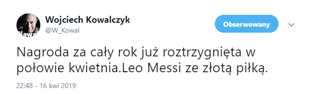 Wojciech Kowalczyk już wie kto ZGARNIE Złotą Piłkę :D